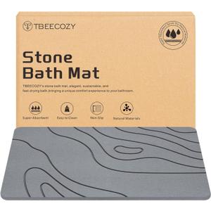 Stone Bath Mat, 20"x30" Large Size Diatomite Fast Drying Non Slip Stone Shower Mat, Super Absorbent for Bathroom & Kitchen, Multi-Use as Pet Mat, Easy to Clean, Gray (Style 05-gray)