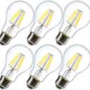 Dimmable 4W Vintage LED Filament Bulb 4000K Daylight White, Edison A19/A60 LED Light Bulbs, 40W Equivalent E26 Medium Base Lamp, Clear Glass Cover 400 Lumens, Pack of 6