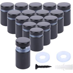 Osring 3/4 x 1 Inch Sign Standoffs Hardware 16 Pack, Stainless Steel Screw Standoffs Wall Mounting Signage Holder for Acrylic Board, Glass Panel and Plexiglass Picture, Black