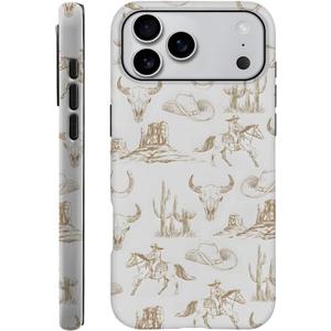 Case Compatible with iPhone 17 Pro Max,Fall Prevention Hybrid 2-Layer Hard Shell Phone Cover for Girls Boys,French Brown Western Cowboy