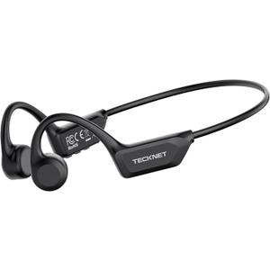 TECKNET Bone Conduction Headphones, Bluetooth V6.0 Open Ear Headphones, Wireless Headphones 10H Playtime & IPX5 Waterproof, Comfortable Fit Built-in Mic, Sport Headphone for Running & Workout -Black