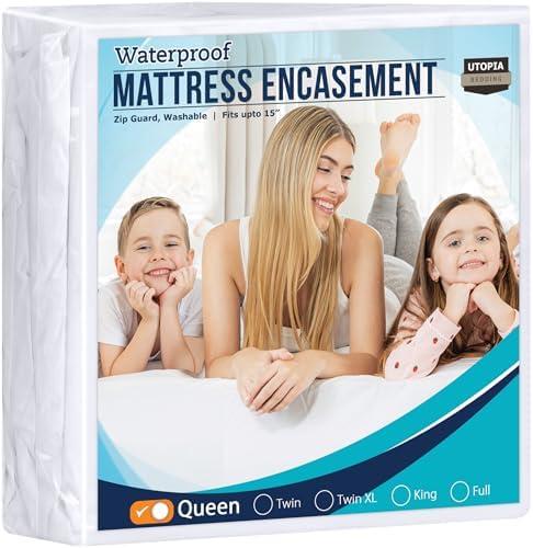 Utopia Bedding Zippered Mattress Encasement , 100% Waterproof Bed Bug and Dust Mite Proof Mattress Protector, Absorbent Six-Sided Mattress Cover Twin XL