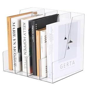 Vertical File Holder, Clear PET Desk Organizer and Storage Bins Holding for Magazines, Binders, Notebooks, Envelopes, Multi-purpose Plastic Document Organizer for Home Office, 4 pack