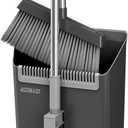 JOYMOOP Black Broom and Dustpan Set, Upright Angle Design with Built-in Comb Teeth for Home, Office, Hardwood Floors, Pet Hair