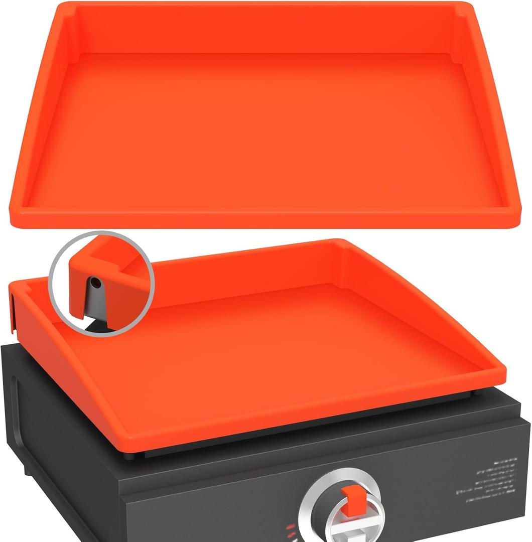 Silicone Griddle Mat Cover for Blackstone - 17 Inch True All-Encompassing Coverage Heavy Duty Food Grade Grill Buddy Mat, All Season Cooking Surface Protective Cover (Orange)