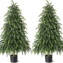 2Set 4FT Artificial Christmas Norfolk Pine Tree for Front Porch Decoration