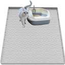 Cat Litter Mat for Litter Box, Silicone Large Cat Litter Trapping Mat - 34x22 in, Waterproof & Non-Slip, Durable & Easy Clean, Light Gray
