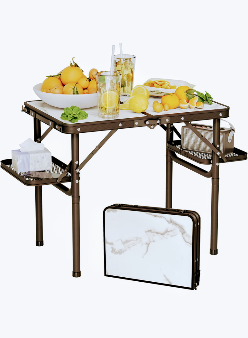Titanker Folding Camping Table Small 2ft, Small Camp Table Portable with 50% Extra Space, Folding Picnic Table, Portable Beach Tables, Car Camping Essentials, Aluminum Light Solid