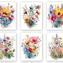 ZOQIPQO Watercolor Minimalist Wildflowers Art Print, Colorful Wildflower Art, Flower Pictures Canvas Wall Art, Colorful Floral Flower Print for Garden Farmhouse Bedroom Decor, 6pcs(8"x10", Framed)