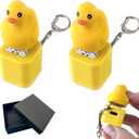Duck Quacking Fidget Toy - Rechargeable Quacking Duck Keychain, Quacking Duck Stress Reliever with Colorful Lights, Fun & Portable Anxiety Relief Toy (2 PC Quacking Duck)