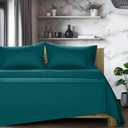 TEXAS LINEN CO. 100% Egyptian Cotton Sheets King Size Set - 1200 Series Star Sleepin' Collection Egyptian Cotton Luxury Sheets King Size (4 PC, Teal), 17" Deep Pocket, Sateen Hotel Bedding Set