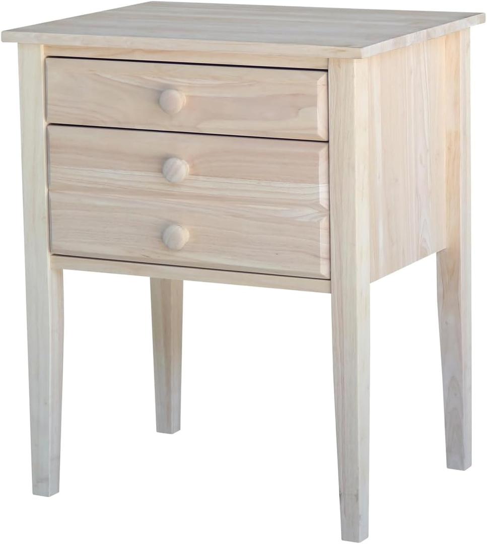IC International Concepts Solid Wood Accent Table With Drawers, Unfinished, 24"W x 18"D x 29"H