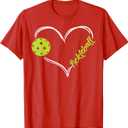 Pickleball Heart Love Pickle Ball Player Sport Women Men Kid T-Shirt Ladies L