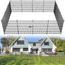 15 Panels No Dig Decorative Outdoor Garden Fence with Gate for Yard, 32 in(H) X 35.4 ft(L) Animal Barrier Fencing Rustproof Metal Wire Panel Border for Dog, Rabbits, and Patio Temporary Ground Stakes