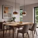 Modern Cement Pendant Light Fixture,White Concrete Pendant Lights with Wood Accent,Vintage Farmhouse Chandelier for Kitchen Island Dining Room Living Room Bedroom Cafe(White 2-Pack 7.87in)