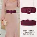 GRACE KARIN Belts for Women Suede Elastic Wide Belt Vintage Stretchy Chunky Buckle Belts (Purple, XL)