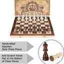 AMEROUS 15 Inches Magnetic Wooden Chess Set - 2 Extra Queens - Folding Board - Pieces Storage Slots, Handmade Portable Travel Chess Game - Beginner Chess Set for Kids, 6 up Age