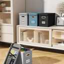 Oterri File Organizer with Lid, Hanging Filing Box with Mesh Pocket, Document Organizer for Letter Files, Portable Storage Box with Smooth Sliding Rail for Office & Home (1 PCS, Light Grey)