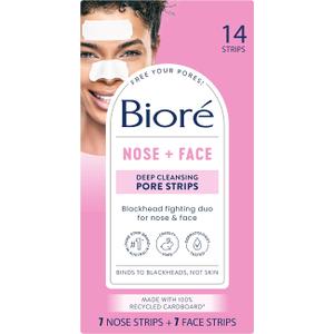 Biore Deep Cleansing Blackhead Remover Nose Strips and Face Pore Strips Combo, Pack of 11