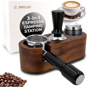 SIRCLES Espresso Tamping Station 58mm - Premium 3-in-1 Espresso Tamper Station, Distributer and Portafilter Holder - Espresso Organizer Station