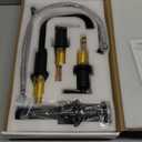 Widespread Bathroom Faucet Matte Black, 8 inch 2 Handles 3 Hole Black Bathroom Faucet with Pop Up Drain Assembly and Water Faucet Supply Hose, Black Bathroom Faucets for Sink 3 Hole CH3166BK