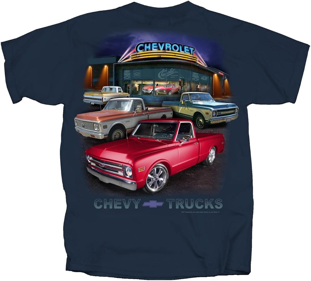 Joe Blow T's 1967 to 1972 Chevy Pickup Trucks T-Shirt 100% Cotton Preshrunk - Blue Dusk (X-Large)