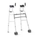 Medline Upright Walker with 5 Dual Wheels, Forearm Walker with Armrests, Height Adjustable, 300lb Weight Capacity, Height Adjustable 46-53", 31" Wide