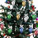 Riceshoot 20 Sets Christmas Appreciation Gifts for Coworker Lightbulb Shaped Ornament Colorful Hanging Plastic Bulbs Ornament with Bow Ribbon Card Organza Bag for Indoor Outdoor Xmas Tree Decoration