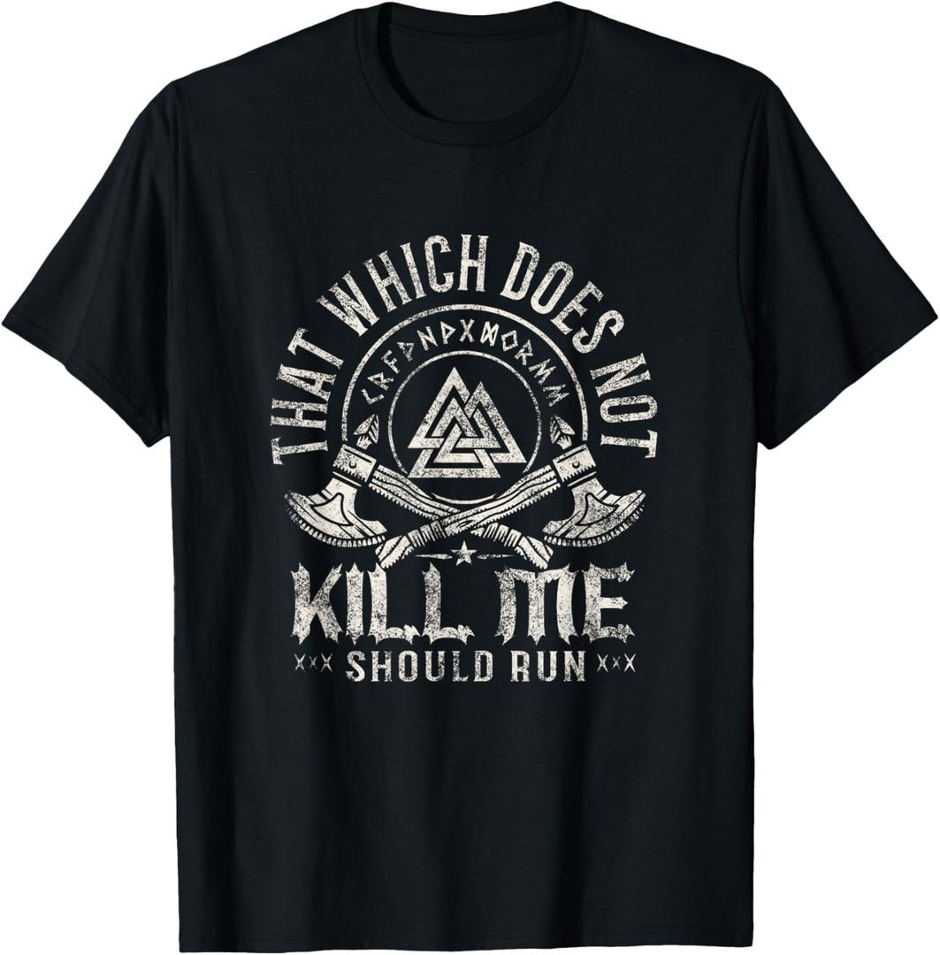 Viking Warrior That Which Doesnt Kill Me Veteran shirt T-Shirt (Small, Black)