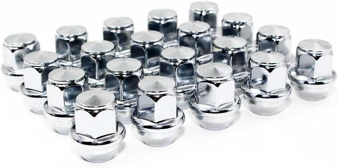 Set of 20 Veritek 12x1.5mm 3/4 19mm Hex 1.25 Inch 31.75mm Length Chrome OEM Factory Style Large Acorn Seat Lug Nuts for Ford Focus Fusion Escape Lincoln MKC MKZ Factory Wheels