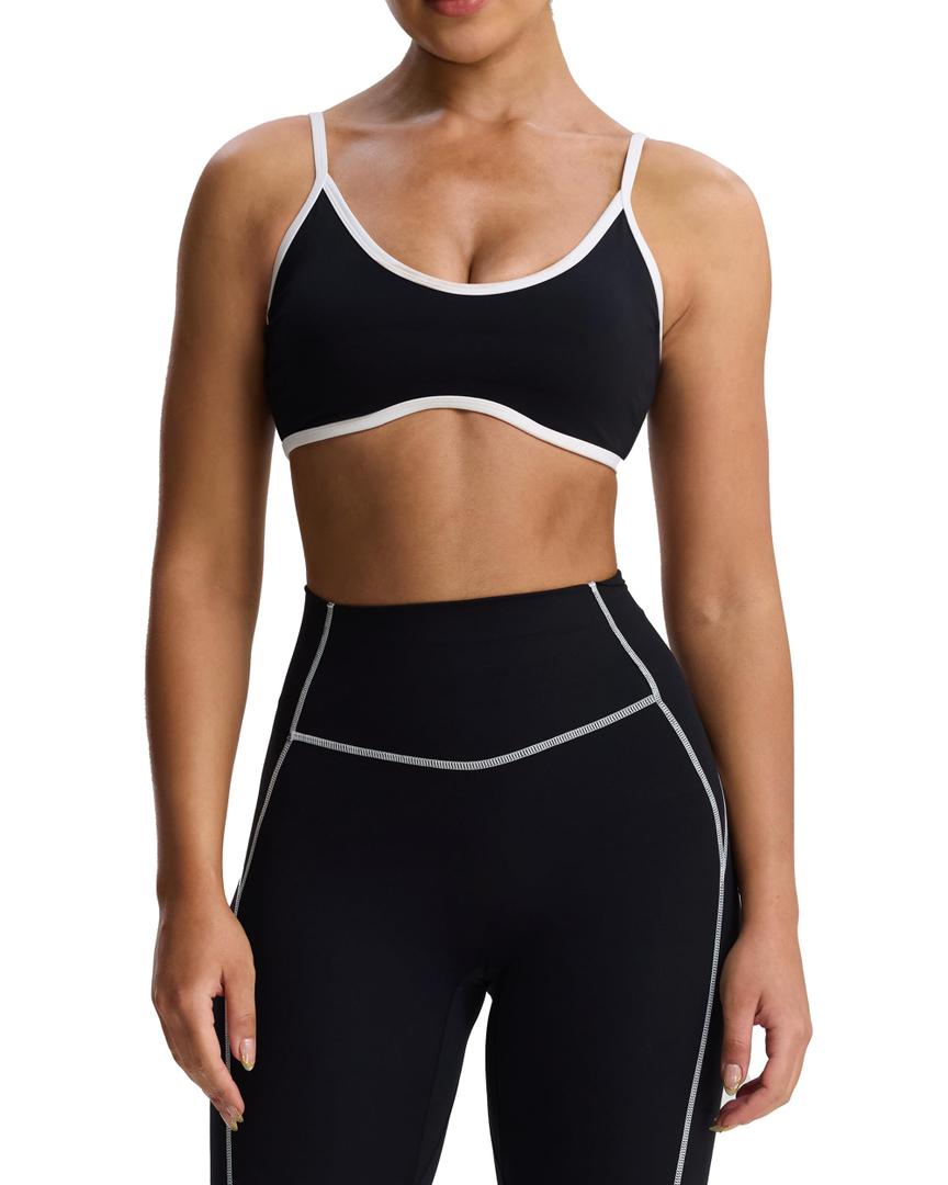 Aoxjox Women's Color Block Workout Sports Bras Fitness Lexi Lined Strappy Bra Athletic Yoga Crop Tank Medium