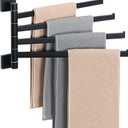 Alise Swivel Towel Rack, 4-Arm Towel Bar, Space Saving Towel Rack Wall Mount Drying Towel Holder, Swing Out Towel Holder for Bathroom Kitchen Toilet, Square SUS304 Stainless Steel, Matte Black