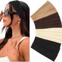 Elastic Non-Slip Soft Cloth Fabric Women's Headbands 16 Pack - Yoga, Running, Sports Hair Accessories in Black, Brown, Beige, Thick