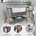 Tutti Bambini CoZee® 2-in-1 Baby Bassinet & Bedside Sleeper - Fast-Folding Bedside Bassinet, Baby Crib with 6 Mattress Heights & Breathable Mesh Window, Mattress Included, 0-6 Months (Oak & Charcoal)