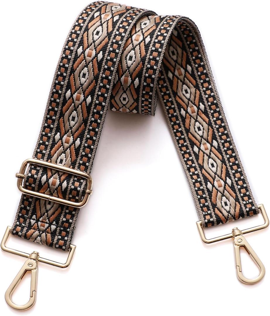 S-Jacorry Purse Strap Replacement Crossbody Wide Shoulder Strap Adjustable Canvas Straps Handbag Strap Replacement Belts (Gold Buckel-928)