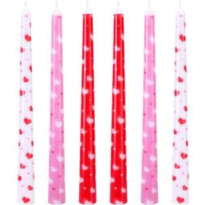 EBaokuup 6 Pcs Valentines Heart Taper Candles-10 Unscented Valentine's Day Taper Candles-Red Taper Candles for Valentine Anniversary Home Table Decoration Wedding Holiday Gift