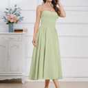 Womens Corset Dress Sexy Thigh Spaghetti Strap Bustier Cocktail Dress Low Cut Boho Formal Dresses with Pockets (Green, L)