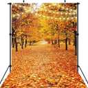 5x7FT Autumn Forest Backdrop Banner for Photography Natural Scenery Fall Landscape Leaves Thanksgiving Party Decorations Background Photo Shoot Props Supplies