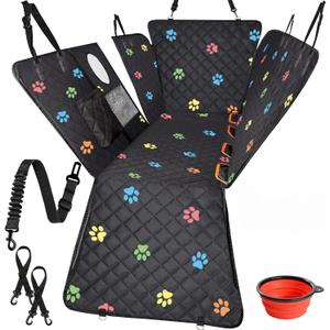 Large Dog Car Seat Cover for Back Seat 100% Waterproof Durable 600D 6-Layer Scratchproof Nonslip with Mesh Window for Dog Hammock for Car Trucks SUV (54"x58", Colorful)