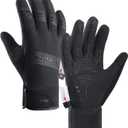 FOXLVDA 10 Winter Gloves Men Women, Waterproof Windproof Thermal Touch Screen with Non-Slip Grip and Warm Lining for Cold Weather Cycling Driving Hiking Running Golf Ski Snow Ski Sports Daily Work (Small, Black)