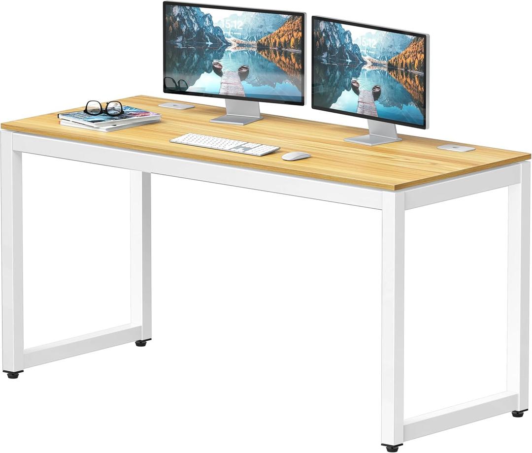 SHW 55-Inch Commercial-Grade Office Computer Desk, Oak