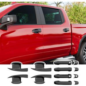 12PCS Door Handle Cover Compatible with 2019-2026 Chevy Silverado GMC Sierra 1500 20-26 2500 3500 Door Bowl ABS Glossy Black Handle Protector Replacement for 19-26 Silverado Accessories