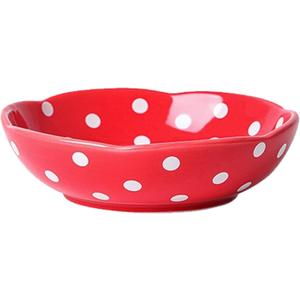 Basic Mushroom Cat Bowl, Cute Cat Bowls Whisker Friendly, Dishes Ceramic Cat Food Bowls, 6" Wide for Adult Cats, Small Dog, Red