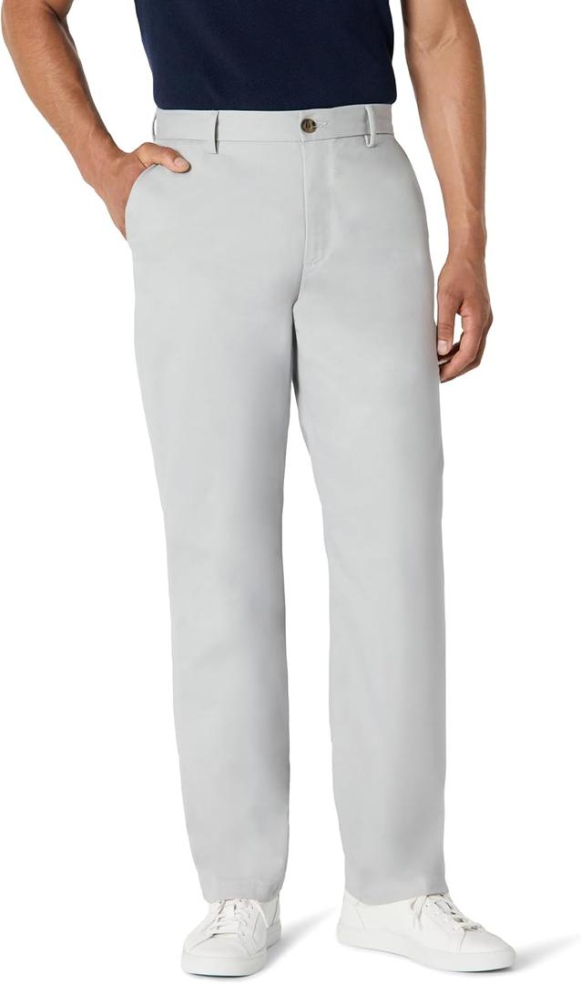 Amazon Essentials Mens Classic-Fit Wrinkle-Resistant Flat-Front Chino Pant (35W x 29L, Light Grey)