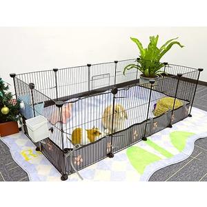 CHEGRON Guinea Pig Cages 8 Sq Ft Expandable C&C Cage Habitats for 2 Small Animal Pet Playpen Metal Grids Indoor Rabbit Fence Hedgehog Cage with PVC Bottom, 48 x 24 x 15.7 inch, 12 Panels