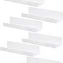 6 PCS Wall Mounted Acrylic Floating Shelf 15 Inch White Ledge Shelf, Nursery Kids Bookshelf 5MM Thick Bathroom Storage Shelves Toy Display Organizer