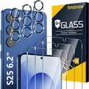 3 Pack Glass Screen Protector for Samsung Galaxy S25 [6.2 inch] + 3 Pack Camera Lens Protector, 9H Tempered Glass, Fingerprint Unlock, HD Clear Case Friendly Anti-Scratch