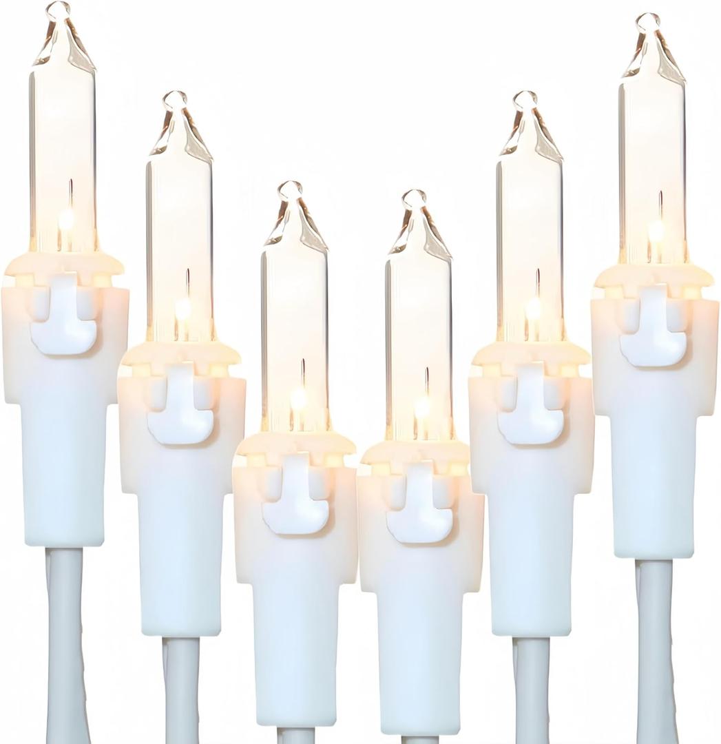LUCKY SHINE 200 Clear Warm Christmas Lights, UL Certified and Commercial Grade 2 Sets100 Light with White Wire 66 Ft, for Indoor and Outdoor Party, Patio, Trees, Garden.