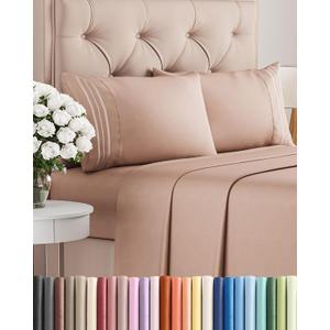 Full Size 4 Piece Sheet Set - Comfy Breathable & Cooling Sheets - Hotel Luxury Bed Sheets for Women & Men - Deep Pockets, Easy-Fit, Extra Soft and Wrinkle Free Sheets - Mauve Oeko-Tex Bed Sheet Set