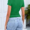 Abardsion Women Slim Fit Basic Tees Casual Short Sleeve V Neck Summer T Shirts Tops